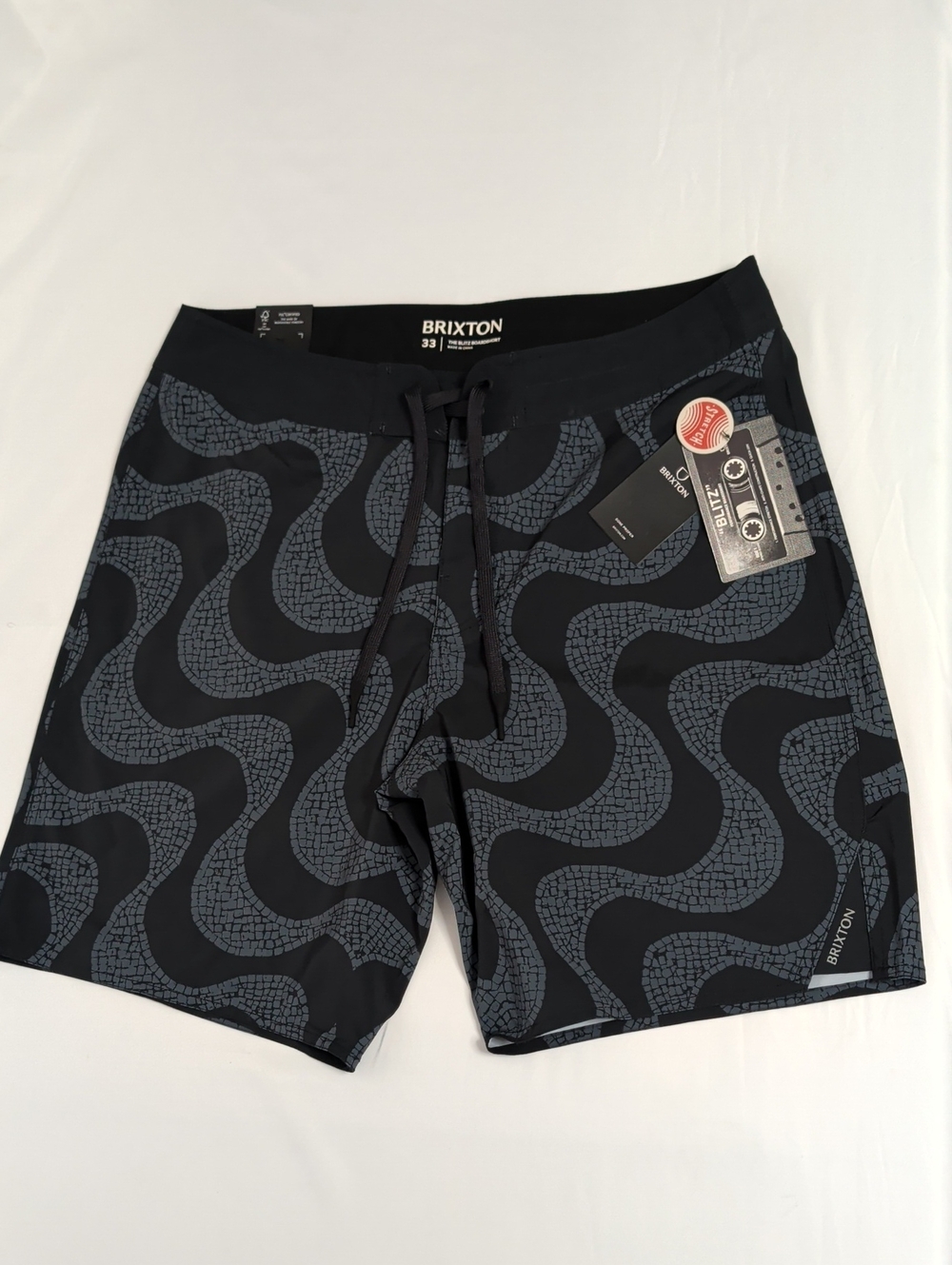 NWT Men's Brixton "BLITZ BOARDSHORTS" in Color Black/Grey. Various Sizes.